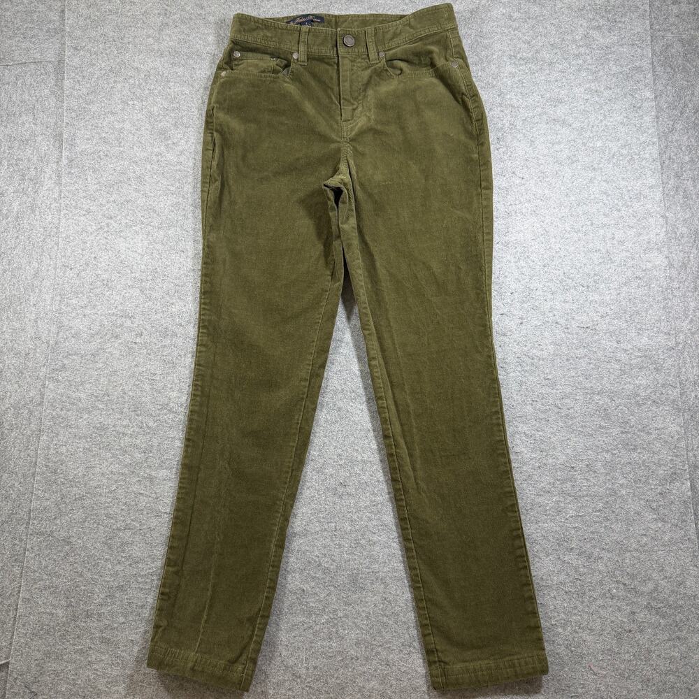 Brooks Brothers Corduroy Pants Womens 2 Olive Green Five Pocket Slim Stretch
